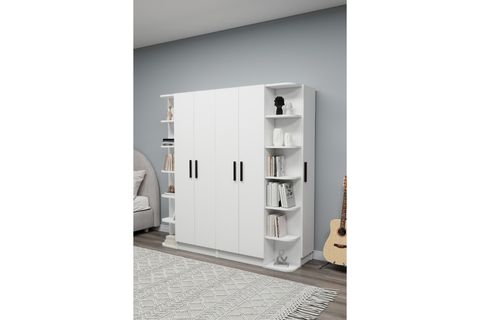 LİNDA LUSES GARDIROP, BEYAZ, 6 KAPAKLI