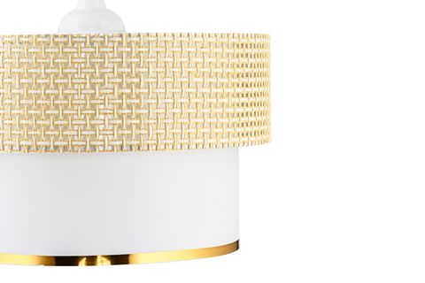 EVLİGHT VİP HAZERAN RATTAN 2 KATLI SARKIT AVİZE, BEYAZ KREM, GOLD DETAYLI