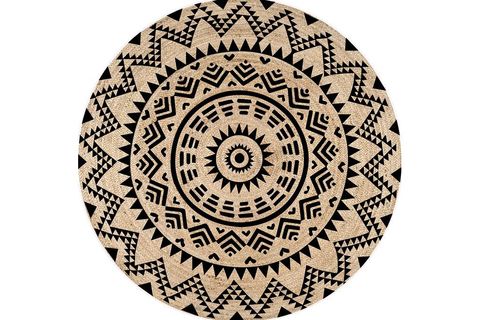 KARNAVAL BOLERO ÖRME JÜT KİLİM, ETNİK DESENLİ, HASIR, 120X120