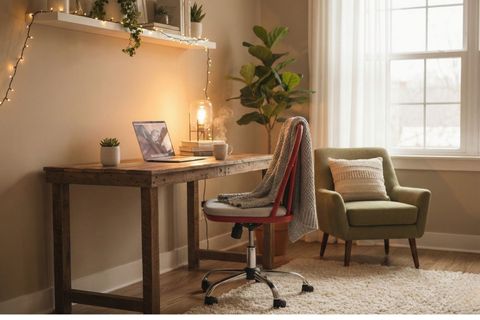 LAURA AHŞAP OFİS ÇALIŞMA SANDALYESİ, KIRMIZI