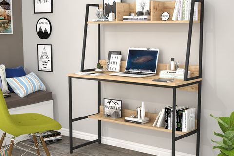 KİTAPLIKLI METAL ÇALIŞMA MASASI SAFİR MEŞE