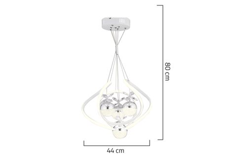 BALCA DÖRTLÜ 3 RENKLİ LED AVİZE, BEYAZ KROM