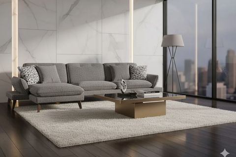 COSY KÖŞE KOLTUK, AHŞAP AYAK, SOL KÖŞE, KÜL GRİ