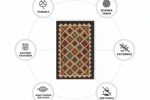 OTANTİK ANTRASİT DOKUMA TABAN HALI, 466 YNG, 100X150 CM