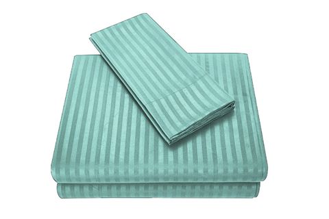 EVLEN HOME LİNE DÖRT PARÇA PAMUKLU ÇİZGİLİ SATEN NEVRESİM TAKIMI, MİNT
