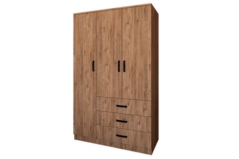 MİDOSER EASY 3 KAPILI 3 ÇEKMECELİ ELBİSE DOLABI-GARDIROP CEVİZ