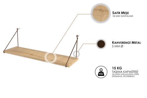 ARMONİ RAF SETİ 1 RAFLI 200X720 SAFİR MEŞE MALİBU