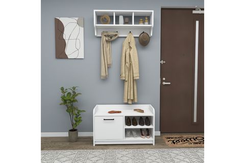 ARNETTİ ARZELA ASKILI RAFLI PORTMANTO, BEYAZ