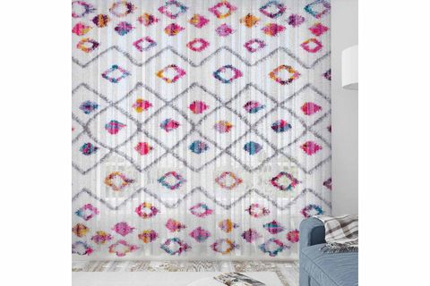 ELSE RENKLİ ETNİK KİLİM DESENLİ DEKORATİF MODERN 3D TÜL FON PERDE 140X270