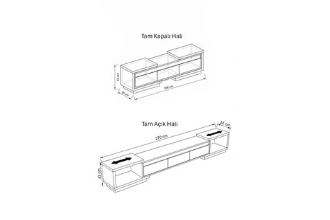 VİSTA UZAYABİLEN TV ÜNİTESİ, MEŞE, 160-270 CM