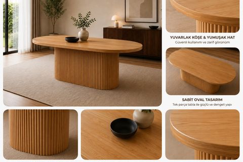 PTT OVAL AYAK MUTFAK MASASI, MEŞE, 200 CM