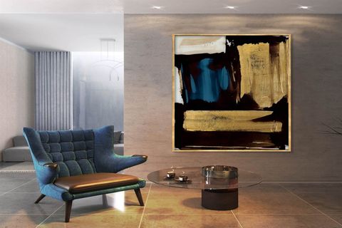 TABLOLIFE GOLD & BLACK YAĞLI BOYA DOKULU TABLO, ÇERÇEVESİZ, 75X100