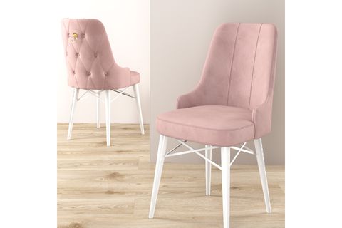 ROVENA MONA AÇILABİLİR MUTFAK MASASI TAKIMI, BEYAZ MERMER DESEN, PEMBE, 132X80