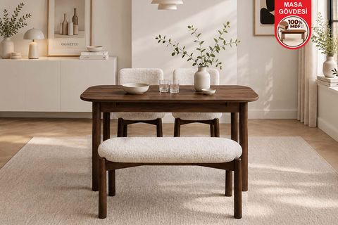 VİNA LUXE AÇILIR MDF MUTFAK MASA TAKIMI CEVİZ