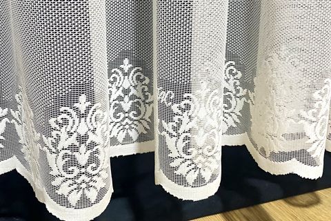 TAÇ ETEK İŞLEMELİ ÖRME  DÜZ  TÜL PERDE 1/3 SIK PİLE 680X250
