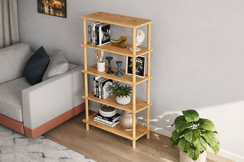 PİNA DEKORATİF KİTAPLIK, 5 RAFLI, ÇAM
