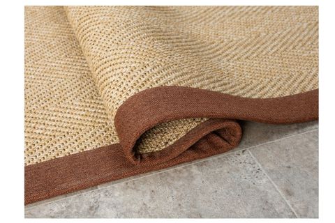 BORDÜRLÜ HASIR DOKULU SİSAL MAKİNE HALISI, BEJ, 120X600