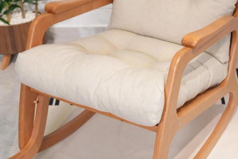 ASEDİA  KONTES SALLANAN SANDALYE, KETEN KREM, NATUREL AYAK