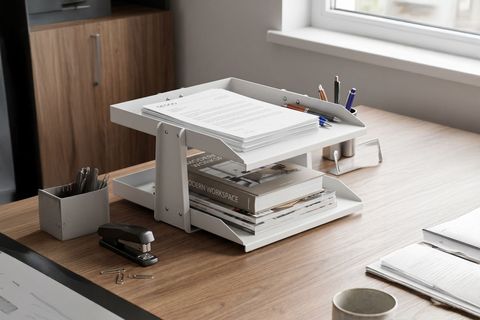 STEELLİNE MASAÜSTÜ 2 KATLI METAL EVRAK RAFI, BEYAZ