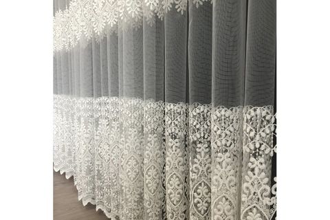 NAZA TÜL PERDE AVANGARD MODEL YOĞUN İŞLEMELİ SIRALI 1'E 2 SEYREK PİLELİ 180 CM 250X180