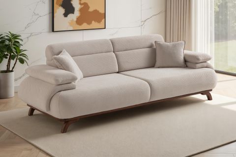 ALASKA SIRT MEKANIZMALI CEVİZ KASALI ÜÇLÜ KOLTUK, TURUNCU