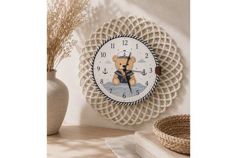 SEVİMLİ DENİZCİ AYICIK TEMALI ÇOCUK ODASI SAATİ 43 CM
