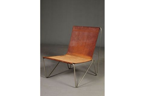 Sohomanje Metal Framed Leather Chair, Brown & Chrome