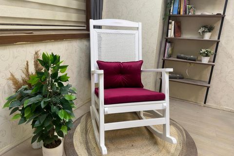 ASEDİA VERANDA HASIRLI MİNDERLİ SALLANAN SANDALYE, FUŞYA, LAKE AYAK