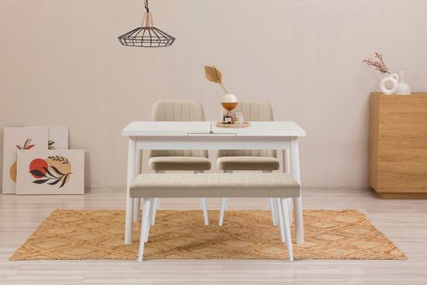 OLİVER MASA TAKIMI, BEYAZ, 75X120