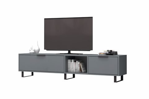 ZENON TV ÜNİTESİ, KOYU GRİ METAL AYAKLI, 180 CM