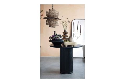 SİYAH RATTAN DİKİŞLİ EL YAPIMI VAZO MİNİMALİST