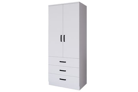 MİDOSER EASY 2 KAPILI 3 ÇEKMECELİ ELBİSE DOLABI-GARDIROP BEYAZ