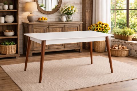 ARMONİA DİKDÖRTGEN MASA, BEYAZ AÇIK CEVİZ, 125X80