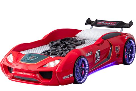 VENTO COOPER FULL LEDLİ RÜZGARLIKLI ARABALI YATAK, KIRMIZI, 90X190