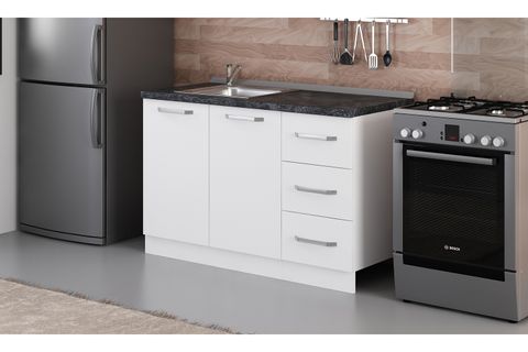 MİNAR 130 CM MUTFAK DOLABI BEYAZ 130-B2-ALT MODÜL