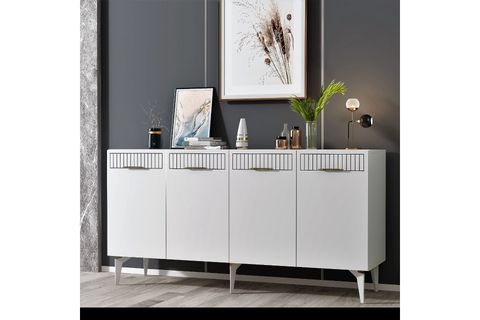 ALVİN KONSOL, 4 KAPAKLI, BEYAZ ALTIN