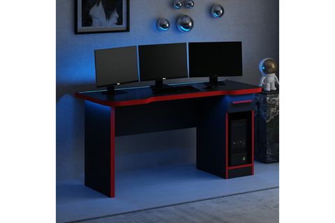 PHOENİX RGB LED IŞIKLI OYUNCU MASASI, SİYAH, SET9