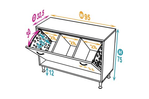 SÖKE SEPETLİ BANYO DOLABI, 95X75X32,9