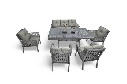 SİDE RATTAN BAHÇE MASA TAKIMI, 7 KİŞİLİK, 100X180