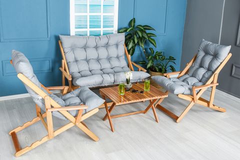BYSAY GRAND DÖRTLÜ ŞEZLONG BAHÇE SETİ, GRİ