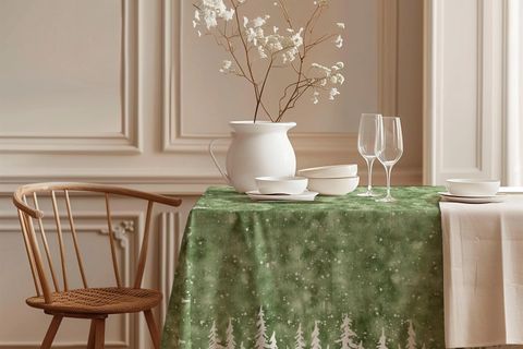 KIŞ ORMANI PAMUK MASA ÖRTÜSÜ, 100X100 CM