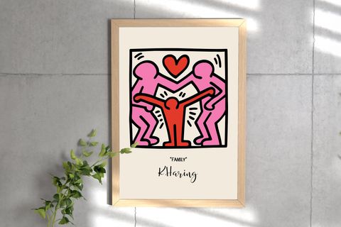 KEITH HARING AHŞAP ÇERÇEVELİ TABLO TAKIMI, DOKUZLU