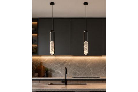 ÖZCAN AYDINLATMA ALABASTER TEKLİ SARKIT 50*20 SİYAH, 2869-1-19