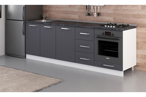 MİNAR 245 CM MUTFAK DOLABI BEYAZ ANTRASİT 245-A4-ALT MODÜL