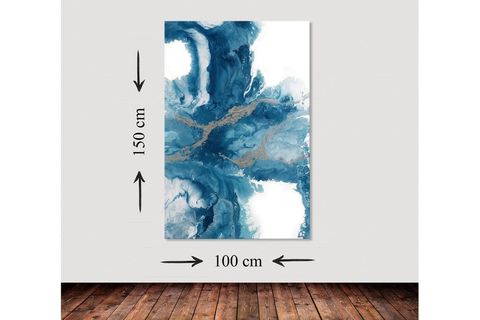 BLUE ABSTRACT 3 DEV BOYUT KANVAS TABLO