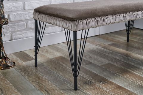 LOTUS BÜZGÜLÜ BENCH, SİYAH METAL AYAK