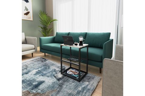 TEDİ METAL AYAKLI DEKORATİF TEL RAFLI YAN SEHPA, BEJ