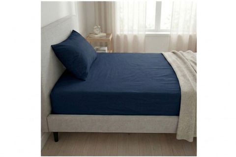 MAKİ HOME ÇİFT KİŞİLİK LASTİKLİ ÇARŞAF VE YASTIK KILIFI SETİ, LACİVERT, 160X200, 50X70