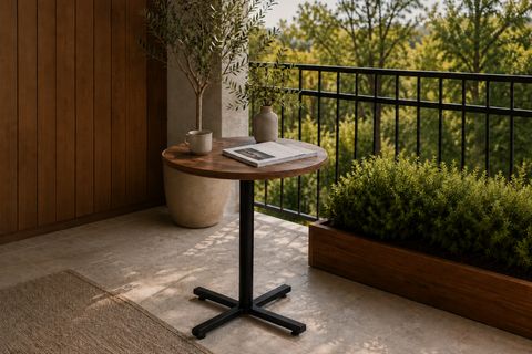 PAYAS METAL AYAK MUTFAK BAHÇE BALKON BİSTRO VE CAFE MASASI, 70X70 CM, CEVİZ SİYAH