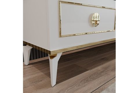 CEYLİN LÜX MODERN TV ÜNİTESİ, 2 KAPAKLI RAFLI, BEYAZ